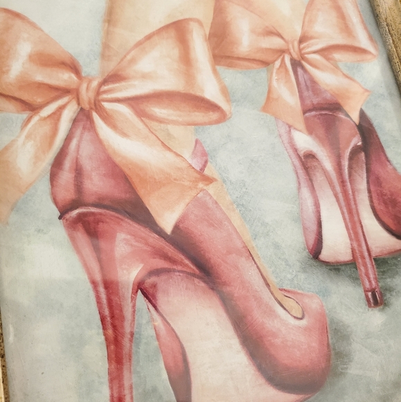👠 NEW RED PINK HEELS WITH BOW WALL ART - Picture 4 of 5